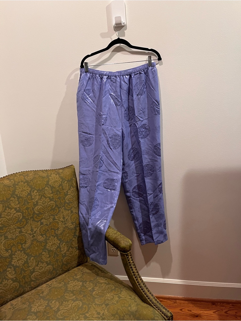 Light Purple 100% Silk Lounge Pants with Elastic Waist